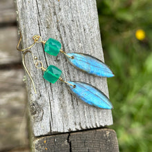Load image into Gallery viewer, 14k Gold Filled Green Onyx & Labradorite Dangle Earrings