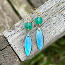 Load image into Gallery viewer, 14k Gold Filled Green Onyx & Labradorite Dangle Earrings