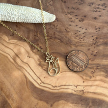 Load image into Gallery viewer, Fox Charm Necklace, Gold Vermeil Fox Charm with 14k gold filled cable chain, Foxy Lady, Woodland forest creature