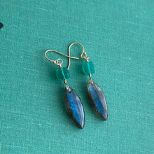Load image into Gallery viewer, 14k Gold Filled Green Onyx & Labradorite Dangle Earrings