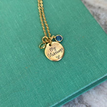 Load image into Gallery viewer, My Blessings necklace - gold pewter and stainless steel necklace - personalized with crystal birthstones