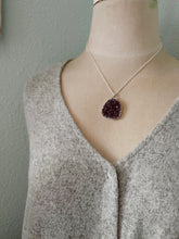 Load image into Gallery viewer, Raw Amethyst crystal druzy pendant necklace - celestial theme - sterling silver