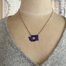 Load image into Gallery viewer, Washington State Necklace, Blue enamel and Stainless steel
