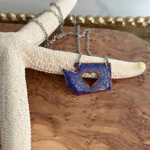 Load image into Gallery viewer, Washington State Necklace, Blue enamel and Stainless steel