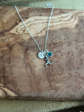 Load image into Gallery viewer, 13.1 Half Marathon Sterling Silver Necklace, Runner Girl Charm, Distance number disc, Crystal Birthstone, Run Commemorative Gift