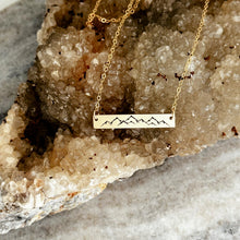 Load image into Gallery viewer, Mountain Necklace - engraved 14k gold filled horizontal skinny bar necklace