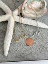 Load image into Gallery viewer, Stainless steel Wave Necklace - wave pendant - sideways horizontal necklace - Beach Jewelry - Ocean necklace - gift for her - gold or silver