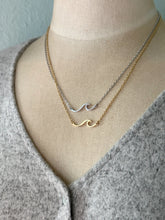 Load image into Gallery viewer, Stainless steel Wave Necklace - wave pendant - sideways horizontal necklace - Beach Jewelry - Ocean necklace - gift for her - gold or silver