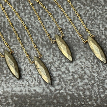Load image into Gallery viewer, Pyrite Gemstone necklace with gold stainless steel satellite chain