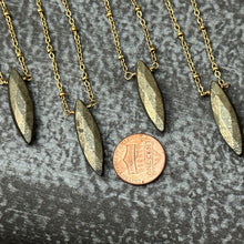 Load image into Gallery viewer, Pyrite Gemstone necklace with gold stainless steel satellite chain