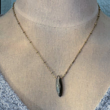 Load image into Gallery viewer, Pyrite Gemstone necklace with gold stainless steel satellite chain