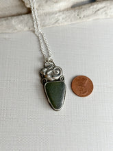 Load image into Gallery viewer, Sterling Silver Mermaid with Green Sea Glass pendant necklace