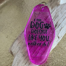 Load image into Gallery viewer, If my dog doesn't like you, neither do I - purple sparkle Motel style keychain