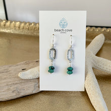 Load image into Gallery viewer, Genuine Turquoise Earrings - Sterling silver hammered rectangle dangle gemstone earrings