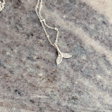Load image into Gallery viewer, Tiny sterling silver CZ whale tail necklace