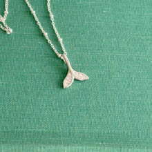 Load image into Gallery viewer, Tiny sterling silver CZ whale tail necklace