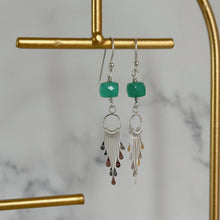 Load image into Gallery viewer, Green Onyx and Sterling Silver Tassel Dangle Earrings