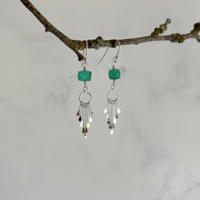 Load image into Gallery viewer, Green Onyx and Sterling Silver Tassel Dangle Earrings