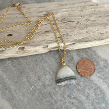 Load image into Gallery viewer, Amethyst druzy pendant necklace with gold stainless steel textured chain