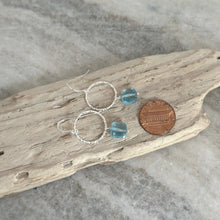 Load image into Gallery viewer, Blue Topaz Colored Quartz Crystal Earrings - Sterling silver Circle earrings with Quartz crystal squares