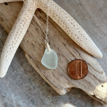 Load image into Gallery viewer, Sterling silver genuine sea glass necklace with sea shell bail