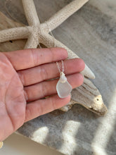 Load image into Gallery viewer, Sterling silver genuine sea glass necklace with sea shell bail