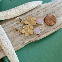 Load image into Gallery viewer, Cherry Blossom Earrings - Gold and Pale purple opal glass long dangle earrings