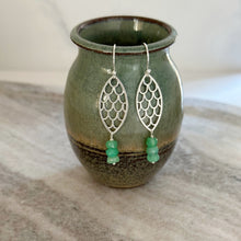 Load image into Gallery viewer, Chrysoprase Mermaid Scale Earrings - Sterling silver marquise shape earrings with green gemstones
