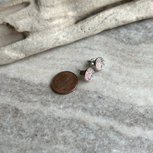 Load image into Gallery viewer, Faux druzy stud earrings - Sparkly pale pink resin stainless steel studs 8mm
