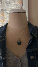 Load image into Gallery viewer, Sterling silver genuine sea glass necklace with mermaid whale tail bail, deep teal emerald