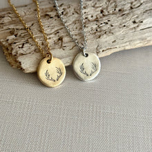 Load image into Gallery viewer, Deer Antler Necklace, Buck Necklace , Outdoor girl jewelry, Hunter necklace, boho jewelry