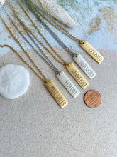 Load image into Gallery viewer, Gold or silver word bar necklace - Gift for friend - beach necklace - stainless steel and pewter