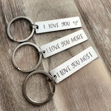 Load image into Gallery viewer, I love you keychain - aluminum silver Keychain - Valentine's Day Gift Idea for him - Choice of one