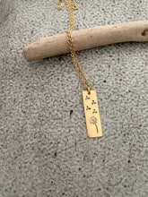 Load image into Gallery viewer, Gold or silver dandelion bar necklace - Gift for friend - make a wish necklace - stainless steel and pewter