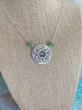 Load image into Gallery viewer, Honu Hibiscus sea turtle sea glass necklace - Kelly green genuine sea glass - sterling silver
