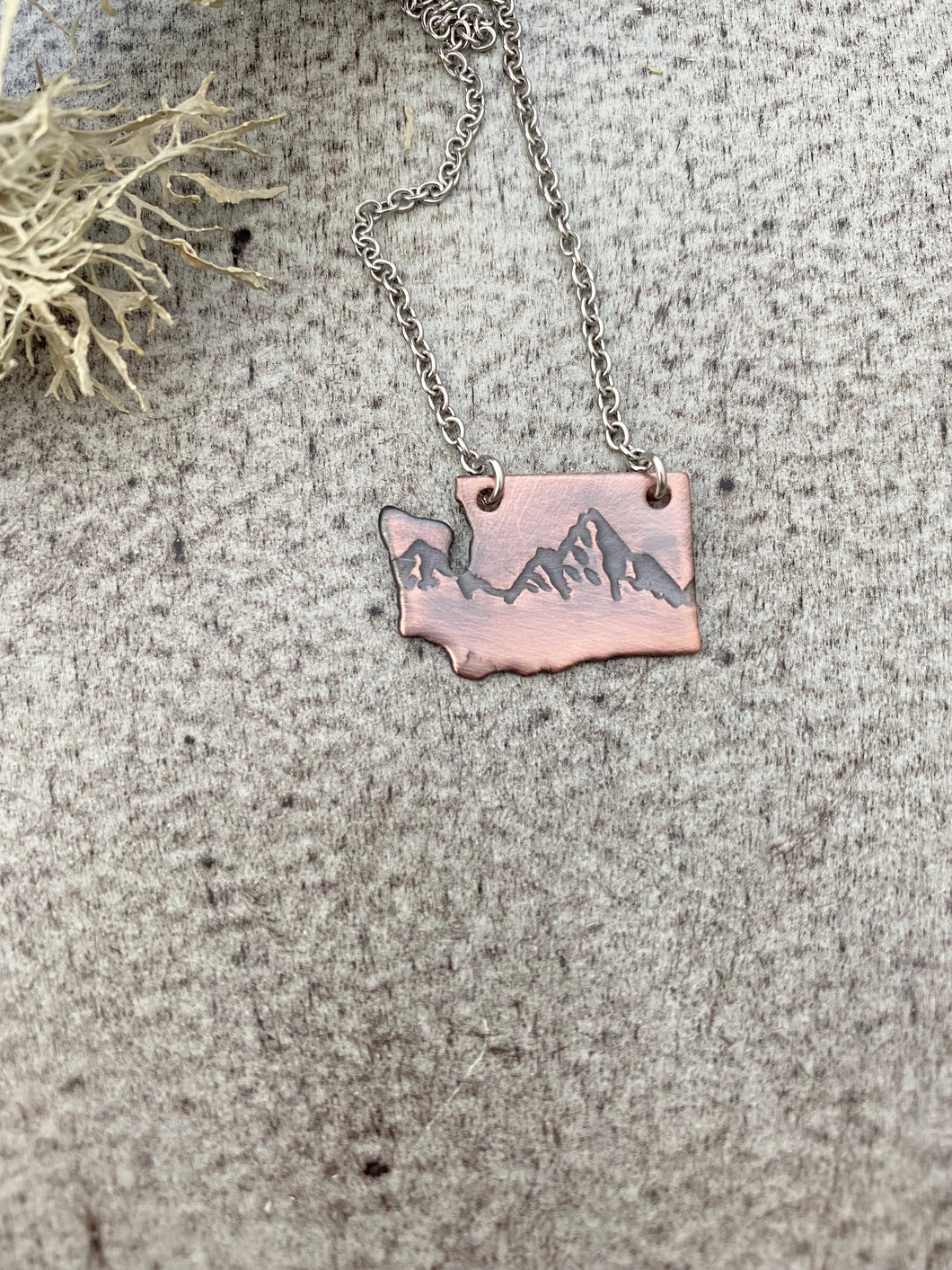 Copper Washington State Mountain range necklace