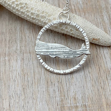 Load image into Gallery viewer, Whale necklace with modern textured circle necklace - fine silver with sterling silver chain - beach jewelry