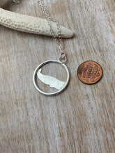 Load image into Gallery viewer, Whale necklace with modern textured circle necklace - fine silver with sterling silver chain - beach jewelry