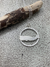 Load image into Gallery viewer, Whale necklace with modern textured circle necklace - fine silver with sterling silver chain - beach jewelry