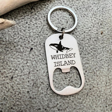 Load image into Gallery viewer, Whidbey Island Orca Whale keychain - stainless steel bottle opener keychain - laser engraved