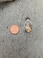 Load image into Gallery viewer, Sterling Silver Montana Agate necklace - Teardrop shape with textured background