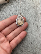 Load image into Gallery viewer, Sterling Silver Montana Agate necklace - Teardrop shape with textured background
