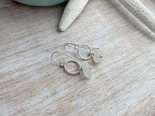 Load image into Gallery viewer, Sterling silver white genuine sea glass earrings - dangle earrings - modern circles