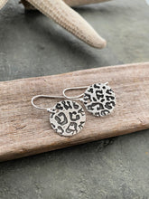 Load image into Gallery viewer, Sterling silver leopard print earrings - Wild Animal Earrings - Dangle Earrings - Medium 5/8 inch