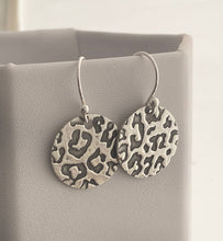Load image into Gallery viewer, Sterling silver leopard print earrings - Wild Animal Earrings - Dangle Earrings - Medium 5/8 inch
