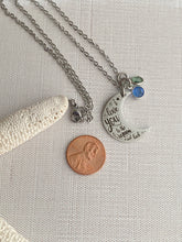 Load image into Gallery viewer, I love you to the moon & back, stainless steel engraved necklace, Crystal Birthstones, Grandma Jewelry, Mother's Day Gift