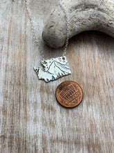 Load image into Gallery viewer, Sterling Silver Washington State Necklace - Mountains and Trees with stars in the sky - WA Pendant - PNW