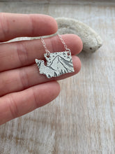 Load image into Gallery viewer, Sterling Silver Washington State Necklace - Mountains and Trees with stars in the sky - WA Pendant - PNW