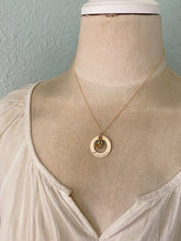 Load image into Gallery viewer, Hand Stamped Bronze Grandma Washer Necklace, 14k Gold filled chain Personalized with Swarovski Birthstones, Grandchildren, Grandmother