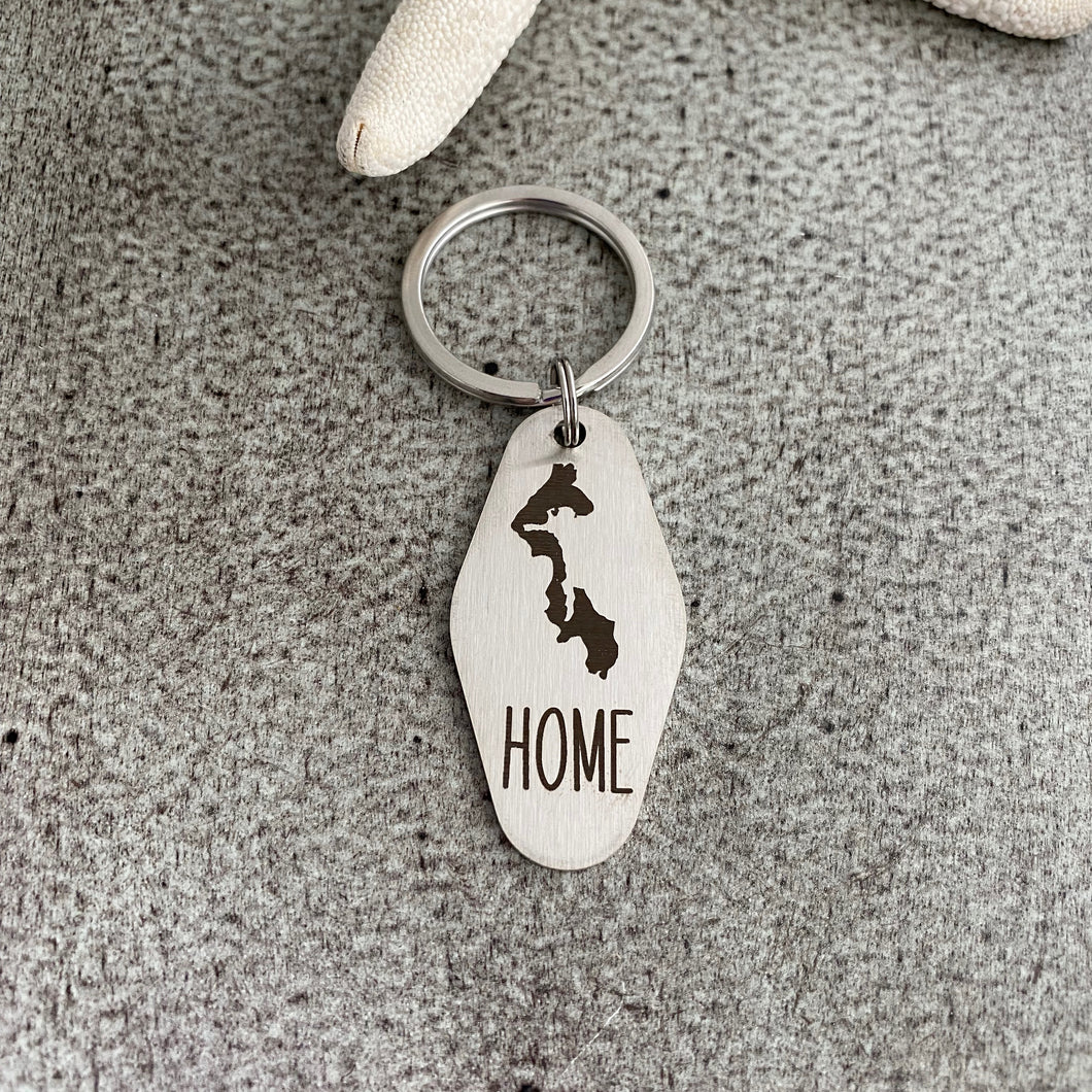 Whidbey Island Motel keychain - engraved stainless steel - home